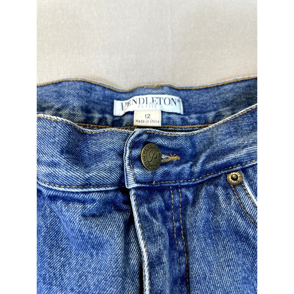 Pendleton‎ Jeans 12P Petite Womens High Waisted Straight Leg Zip Up Denim Mom - Picture 8 of 15